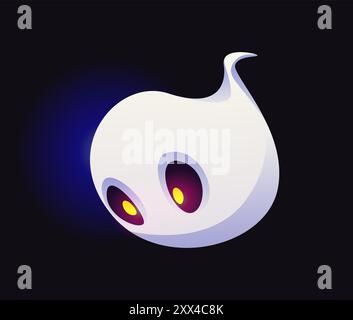 Halloween-Komma-Schriftzeichen in Form von Spoook. Böse Zeichentrickfigur, lustige gruselige Schrift, gruseliges Monster-Alphabet-Virgule-Symbol. Isolat Stock Vektor