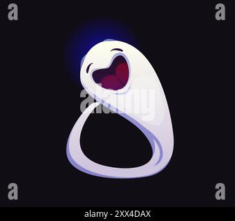 Nummer acht: Halloween-Geisterschrift, gruselige Schrift, Horror-böse Schrift, gruseliges Monster-Alphabet. Zeichentrickschild 8 in Form eines lustigen lachenden Gespensters. Isoliertes Symbol für Vektorseele oder Phantomtypografie Stock Vektor