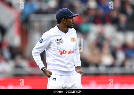 Manchester, Großbritannien. August 2024. Milan Rathnayake von Sri Lanka während des England Men gegen Sri Lanka 1st Rothesay Test Match Day 2 in Old Trafford, Manchester, Vereinigtes Königreich, 22. August 2024 (Foto: Craig Thomas/News Images) in Manchester, Vereinigtes Königreich am 22. August 2024. (Foto: Craig Thomas/News Images/SIPA USA) Credit: SIPA USA/Alamy Live News Stockfoto