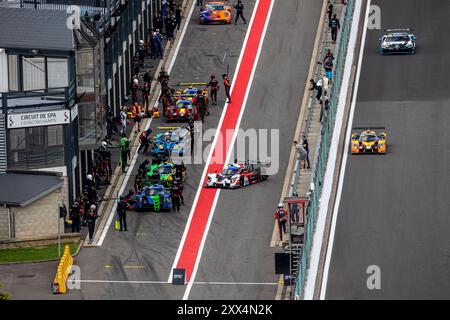 Francorchamps, Belgien, 21. August 2024, Pitane, während Runde 4 des Michelin Le Mans Cup 2024 auf dem Circuit de Spa-Francorchamps (Belgien), 21. August 2024 – Foto Kristof Vermeulen/Credit Kristof Vermeulen/Alamy Live News Stockfoto