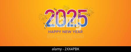 Webbanner für 2025 „Happy New Year“. Happy New Year Luxury Wishes Clipart Greetings Hintergrundvorlage. Happy New Year 2025 Farbiger Hintergrund Stock Vektor