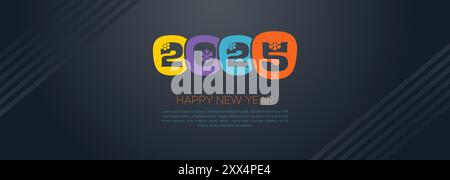 Webbanner für 2025 „Happy New Year“. Happy New Year Luxury Wishes Clipart Greetings Hintergrundvorlage. Happy New Year 2025 Farbiger Hintergrund Stock Vektor