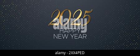 Webbanner für 2025 „Happy New Year“. Happy New Year Luxury Wishes Clipart Greetings Hintergrundvorlage. Happy New Year 2025 Farbiger Hintergrund Stock Vektor