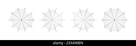 Spider Web-Symbol in einer anderen Form. Kontursatz von Spider-Vektor-Symbolen. Set aus Spinnennetz und halloween Spinnennetz Dekoration. Vektorabbildung. Stock Vektor