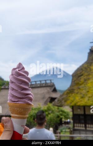 Strohdach und Mount Fuji, Tokio Japan Stockfoto