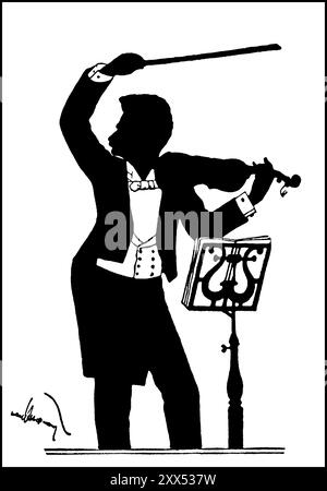 Johann Baptist Strauss II., 1825–1899, österreichischer Komponist und Geiger, Silhouettendruck von Hans Schliessmann, digital herausgegeben Stockfoto