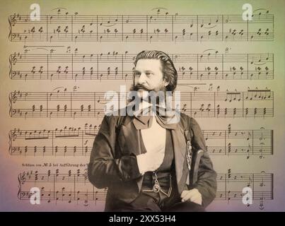 Johann Baptist Strauss II, 1825–1899, österreichischer Komponist und Geiger, 1879, digital herausgegeben, Notenblatt aus „die Blaue Donau“ Stockfoto