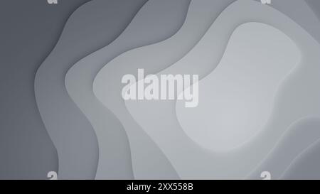 Abstrakte, mehrschichtige geometrische und organische Formen in Schwarzweiß mit Farbverlauf. Abstrakter und moderner, hochauflösender Vollformathintergrund, Kopierraum. Stockfoto