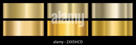 Goldene Metallic-Verläufe auf schwarzem Hintergrund. Ein Banner mit metallisch blauem Farbverlauf. Stock Vektor