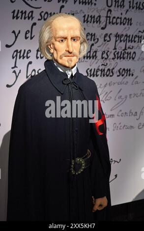 Pedro Calderon de la Barca Figur im Wachsmuseum in Barcelona, Spanien Stockfoto