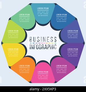 Infografik Geschäftsinformationen 10 Schritte, Objekte, Elemente oder Optionen Infografiken Designvorlage Stock Vektor