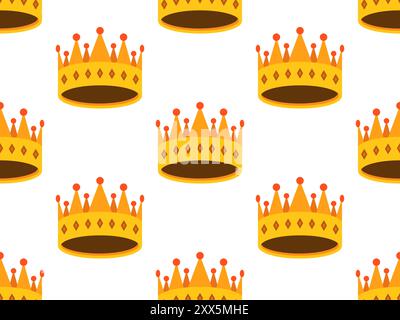 Nahtloses Muster mit goldenen Kronen mit Steinen auf weißem Hintergrund. Krone der mittelalterlichen Herrscher. Kronenvektor-Design für Tapeten, Verpackungen, Banner Stock Vektor