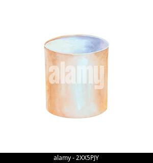 Runde Pappschachtel Aquarell, offen. Für die Präsentation eines Blumenstraußes, Geschenke. Handgezeichnete Vektorgrafik. Für Grußkarten, Hochzeit Stock Vektor