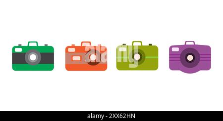 Kamerasymbolgruppe. Fotokamera-Symbol in einem anderen Stil. Vektorabbildung Stock Vektor
