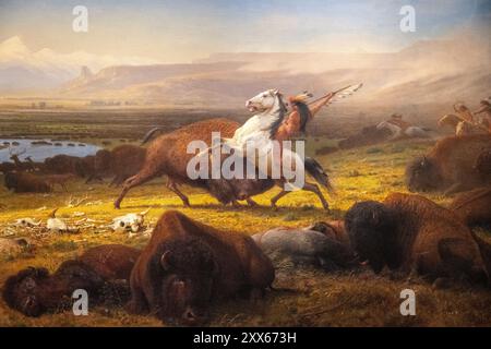 Das Gemälde von Albert Bierstadt nannte den letzten Büffel, der 1888-1889 gemalt wurde Stockfoto