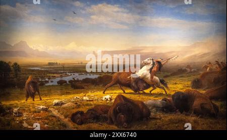 Das Gemälde von Albert Bierstadt nannte den letzten Büffel, der 1888-1889 gemalt wurde Stockfoto
