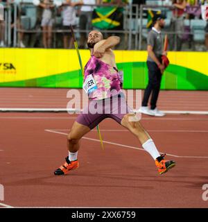 Lausanne, Schweiz. August 2024. Leichtathletik, Diamond League Lausanne 2024, Speerwurf Julian Weber, Deutschland FotoCopyright Chai von der Laage/Randy Credit: dpa/Alamy Live News Stockfoto