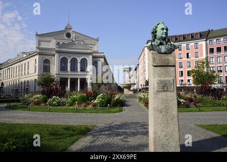 Europa, Deutschland, Bayern, München, Staatstheater am Gaertnerplatz, Denkmal für Friedrich von Gaertner, Baumeister 1794 bis 1847, Europa Stockfoto