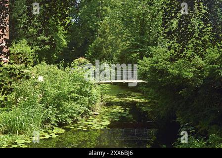 Europa, Deutschland, Hamburg, Bezirk Bergedorf, Schloss Bergedorf aus dem 17. Jahrhundert, das einzige Schloss in Hamburg, Graben und Brücke, Europa Stockfoto