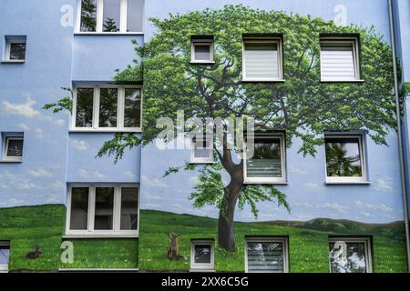 Wohnhäuser an der Feldsieper Straße in Bochum, nach einer energieeffizienten Sanierung, mit Fassadendämmung, die Bochumer Wohnstaetten Wohn Stockfoto