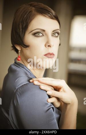Frau Close-UpPortrait. Retrospektive Überprüfung. 20-s XX Jahrhundert Stockfoto