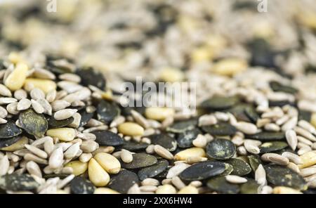 Portion gemischte Samen (Tiefenschärfe) für den Einsatz als Hintergrundbild oder als Textur Stockfoto