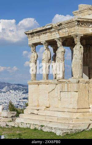 Berühmtes Erechtheum oder Tempel der Athena Polias an der akropolis Stockfoto