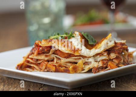 Nahaufnahme einer Lasagne Stockfoto