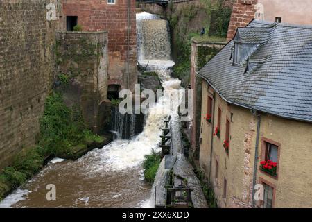 Wasserräder in Saarburg, Deutschland Wasserräder in Saarburg, Deutschland, Europa Stockfoto