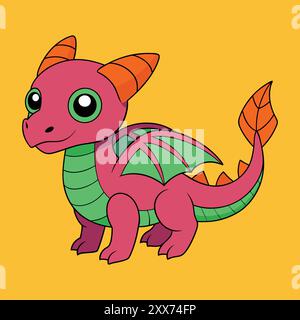 Dragon Cartoon Vektor Illustration - verspieltes und niedliches Fantasy Dragon Character Design Stock Vektor