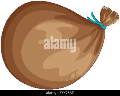 Ein großer brauner Sack, der mit einer Schnur gebunden ist Stock Vektor