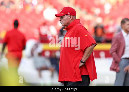 22. August 2024: Trainer der Kansas City Chiefs Andy Reid vor einem Spiel gegen die Chicago Bears im GEHA Field im Arrowhead Stadium in Kansas City, MO. David Smith/CSM Stockfoto