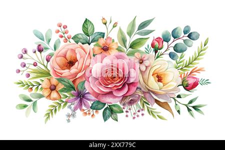 Charmante Aquarellflorale Vektordesign - weißer Hintergrund Clipart Stock Vektor