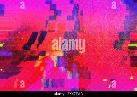 Abstrakter digitaler Bewegungs-Glitch-Kunsthintergrund mit pixeliger Textur Stockfoto