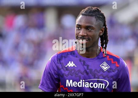 ACF Fiorentinas Stürmer Moise Kean in der Playoff - ACF Fiorentina gegen Puskas Akademia FC, UEFA Conference League Fußballspiel in Florenz, Italien, 22. August 2024 Stockfoto