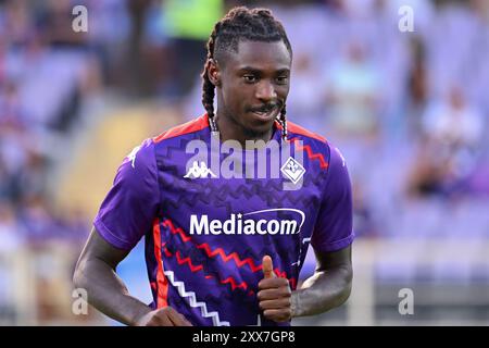 ACF Fiorentinas Stürmer Moise Kean in der Playoff - ACF Fiorentina gegen Puskas Akademia FC, UEFA Conference League Fußballspiel in Florenz, Italien, 22. August 2024 Stockfoto