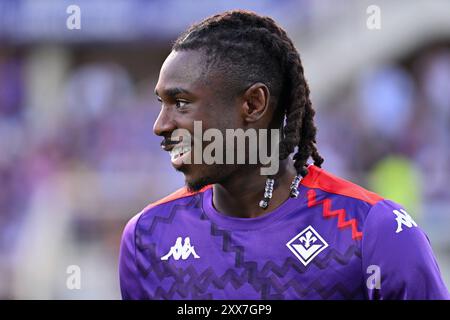 ACF Fiorentinas Stürmer Moise Kean in der Playoff - ACF Fiorentina gegen Puskas Akademia FC, UEFA Conference League Fußballspiel in Florenz, Italien, 22. August 2024 Stockfoto