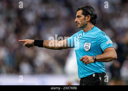 Kopenhagen, Dänemark. August 2024. Schiedsrichter Fabio Maresca war beim Qualifikationsspiel der UEFA Conference League zwischen dem FC Kopenhagen und Kilmarnock in Parken in Kopenhagen zu sehen. Quelle: Gonzales Photo/Alamy Live News Stockfoto