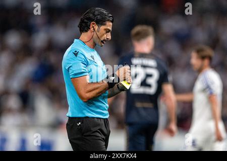 Kopenhagen, Dänemark. August 2024. Schiedsrichter Fabio Maresca war beim Qualifikationsspiel der UEFA Conference League zwischen dem FC Kopenhagen und Kilmarnock in Parken in Kopenhagen zu sehen. Quelle: Gonzales Photo/Alamy Live News Stockfoto