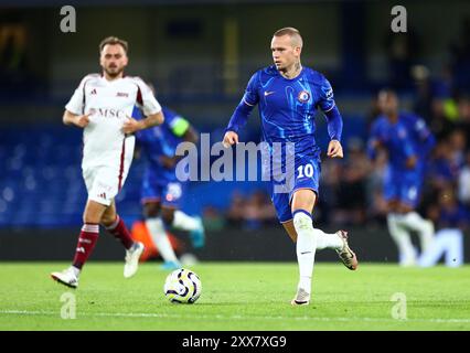 Mykhailo Mudryk von Chelsea während des Fußballspiels Chelsea und Servette, Europa Conference League, Play Off, 1st Leg, Stamford Bridge, London Großbritannien. Quelle: Michael Zemanek Stockfoto