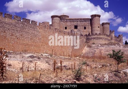 Castillo de Belmonte (Construido entre 1456-1470 por Juan Pacheco, Marqués de Villena). Belmonte. Cuenca, La Mancha. Spanien. Stockfoto