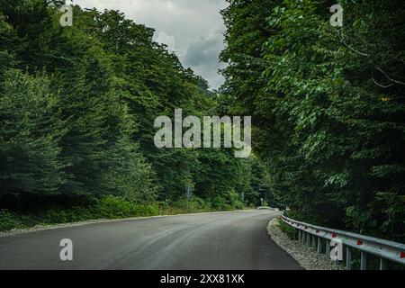 Straße in den Kaukasus-Bergen von Georgien Stockfoto