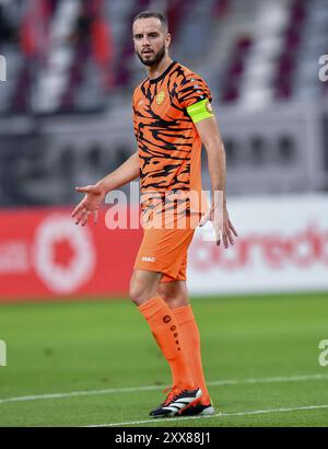 AL-DUHAIL SC - UMM SALAL SC-OOREDOO SPIELT DIE LIGA QATAR Victor Lekhal von Umm Salal SC in Aktion während des Spiels der Ooredoo Qatar Stars League 24/25 zwischen Al-Duhail SC und Umm Salal SC im Khalifa International Stadium in Doha, Katar, am 22. August 2024. DOHA Katar Copyright: XNOUSHADx Stockfoto