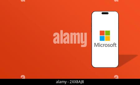 Istanbul, Türkei – 20. August 2024: Microsoft-Logo wird auf einem Smartphone-Bildschirm angezeigt. Microsoft ist ein Technologieunternehmen, das für Software wie Windows und Offic bekannt ist Stockfoto