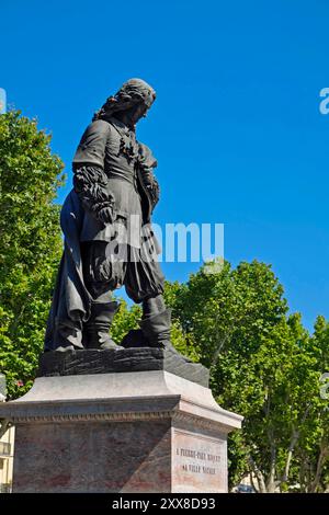 Frankreich, Herault, Beziers, Allée Paul Riquet, Statue des aus der Stadt stammenden Pierre-Paul Riquet, Schöpfer des Canal du Midi Stockfoto