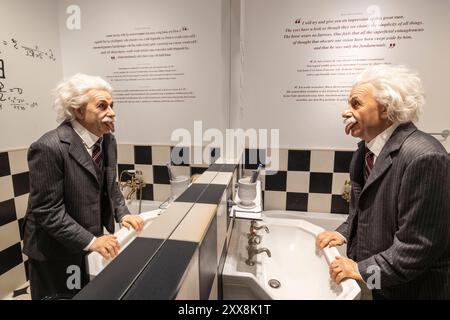 Schweiz, Kanton Waadt, Corsier sur Vevey, Chaplin's World Museum im Manoir de Ban, Wachsstatue von Albert Einstein Stockfoto