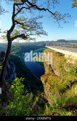 Deutschland, Sachsen, Schweiz Sachsen, Schweiz Sachsen, Nationalpark Schweiz Sachsen, Elbtal, Bastei Sandsteinformation, der neue Bastei-Blick Stockfoto