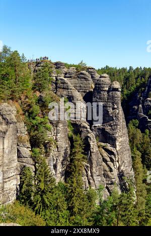 Deutschland, Sachsen, Schweiz Sachsen, Schweiz Sachsen Nationalpark, Bastei Sandsteinformation Stockfoto