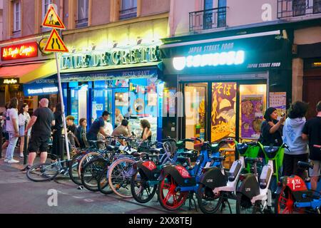 Frankreich, Paris, Rue Mouffetard, Bars, Restaurants und Terrassen Stockfoto