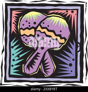 Maracas-Symbol. Vektorillustration von blauen und roten Maracas isoliert auf einem weißen Hintergrund Stock Vektor